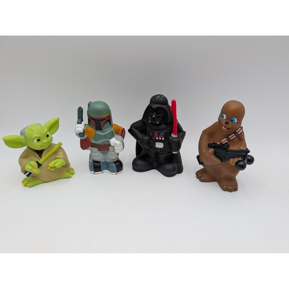 Disney Star Wars Toy Figures Yoda Boba Fett Darth Vader Chewbacca Lot 2008